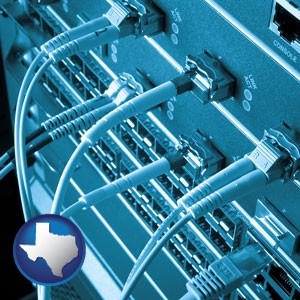 an optical fiber computer network - with Texas icon
