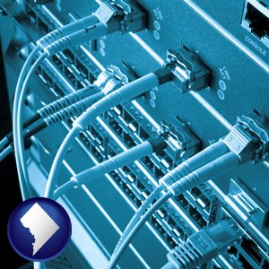 an optical fiber computer network - with Washington, DC icon